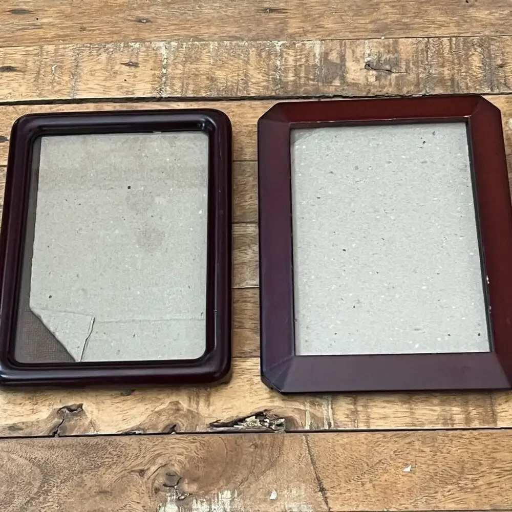 Vintage MCM Solid Dark Wood Picture Frames Set of 2 6 x 8 in
